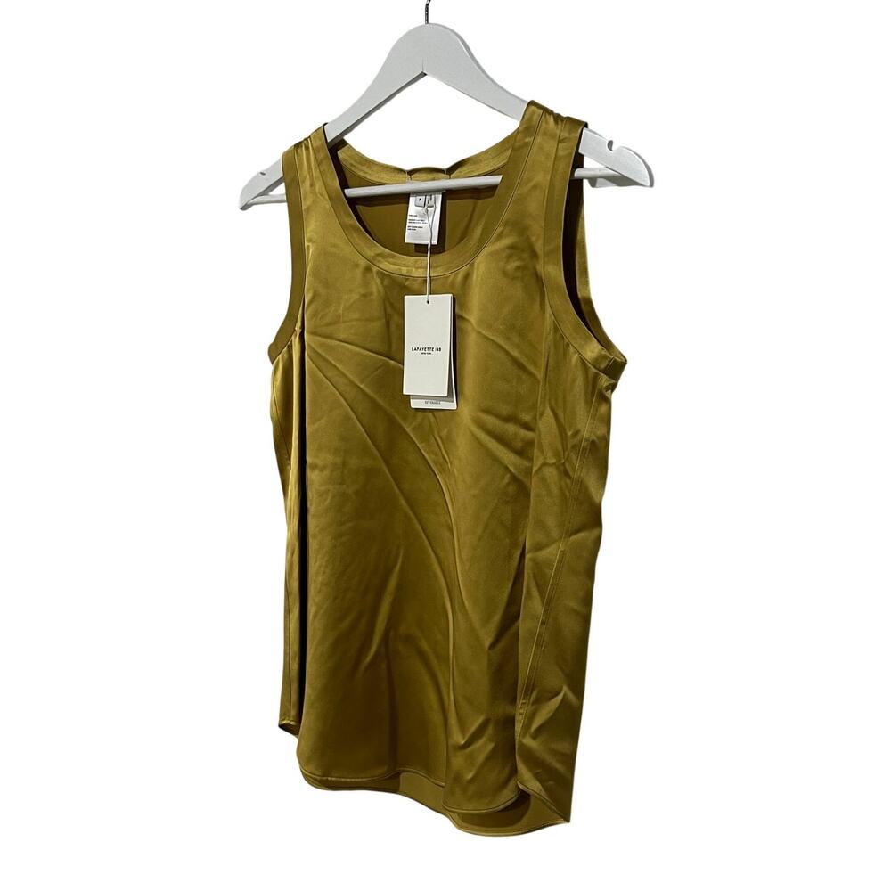 LAFAYETTE 148 WOMENS PETITE XSMALL REVERSIBLE PERLA TANK TOP BLOUSE DESERT GRASS - Picture 9 of 12